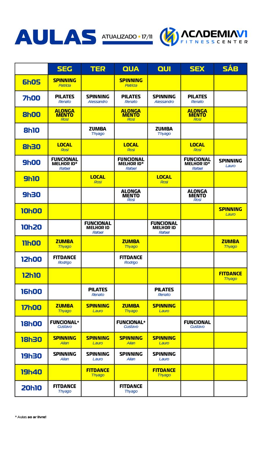 Horário aulas V1 de 17/11/2025